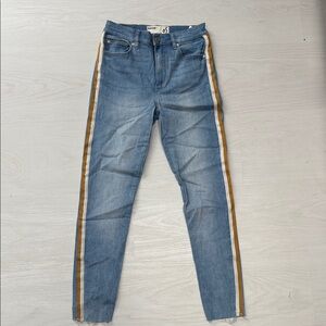 Garage Blue Skinny Jeans with Gold and White Stripes
